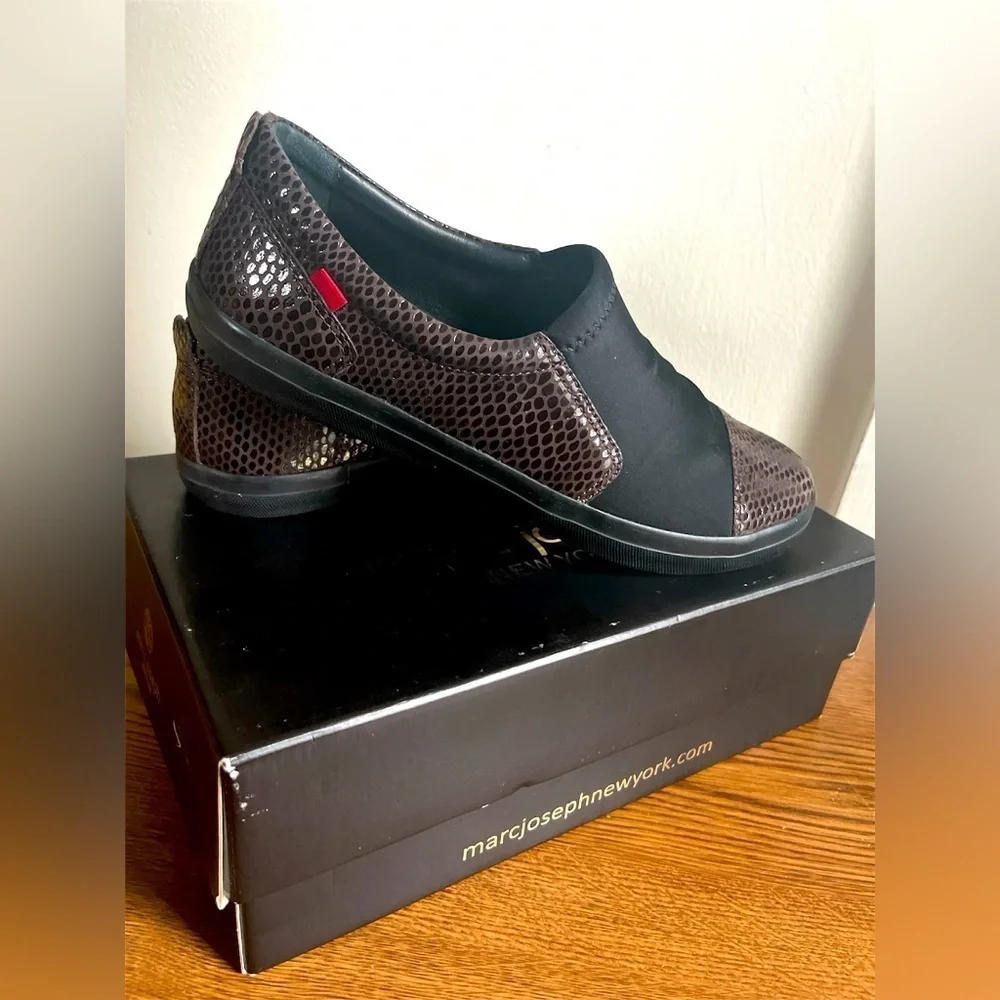 Marc Joseph Hickory Snake Chocolate Brown Black Slip-On Shoes Women’s Sz 8.5 - Picture 4 of 10